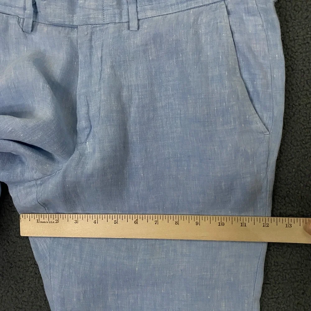 J.Crew Bowery Pants Mens 32x30 Blue Baird McNutt 100% Irish Linen Chino Dress